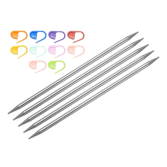 Uxcell 5Pcs US 7(4.5mm) Double Pointed Knitting Needle with 10 Stitch Marker for Handmade Projects