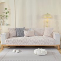 Lavish Cover Strech Sofa Cover, 1 Piece Non-Slip Couch Slipcovers, Machine Washable Furniture Protector for Kids Pets, 35.4 in * 70.8 in, Beige