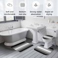 thumbnail image 5 of Black White Ombre Bath Mat 3 Piece Bathroom Rug Set, Gradient Black Woods Farmhouse Non Slip Bath Rug Contour Mat and Toilet Lid Cover, Absorbent Shower Mats Soft Bath Rugs and Mats Sets, 5 of 8