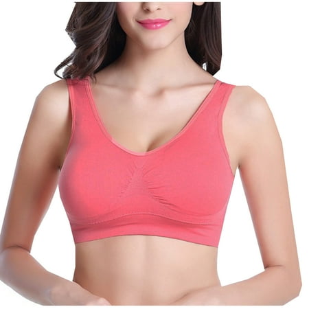 BUIgtTklOP Bras for Women Women No Rims Wireless Non-Marking Adjustable Yoga Sports Bra Watermelon Red XXXL