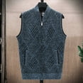thumbnail image 2 of FINALGANG Men's Knit Sweater Vest Warm Diamond Pattern Relaxed Fit Textured Coat Sleeveless Full Zipper Cardigan For Cold Weather Fashionable Knitwear, 2 of 7