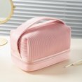 thumbnail image 3 of Bolsa de Maquillaje de Vije, Cuero Impermeable Pu Portátil de Gran Capacidad de Doble Capa Bolsita Cosmética Rosa para Artículos de Tocador para Mujeres, 3 of 7