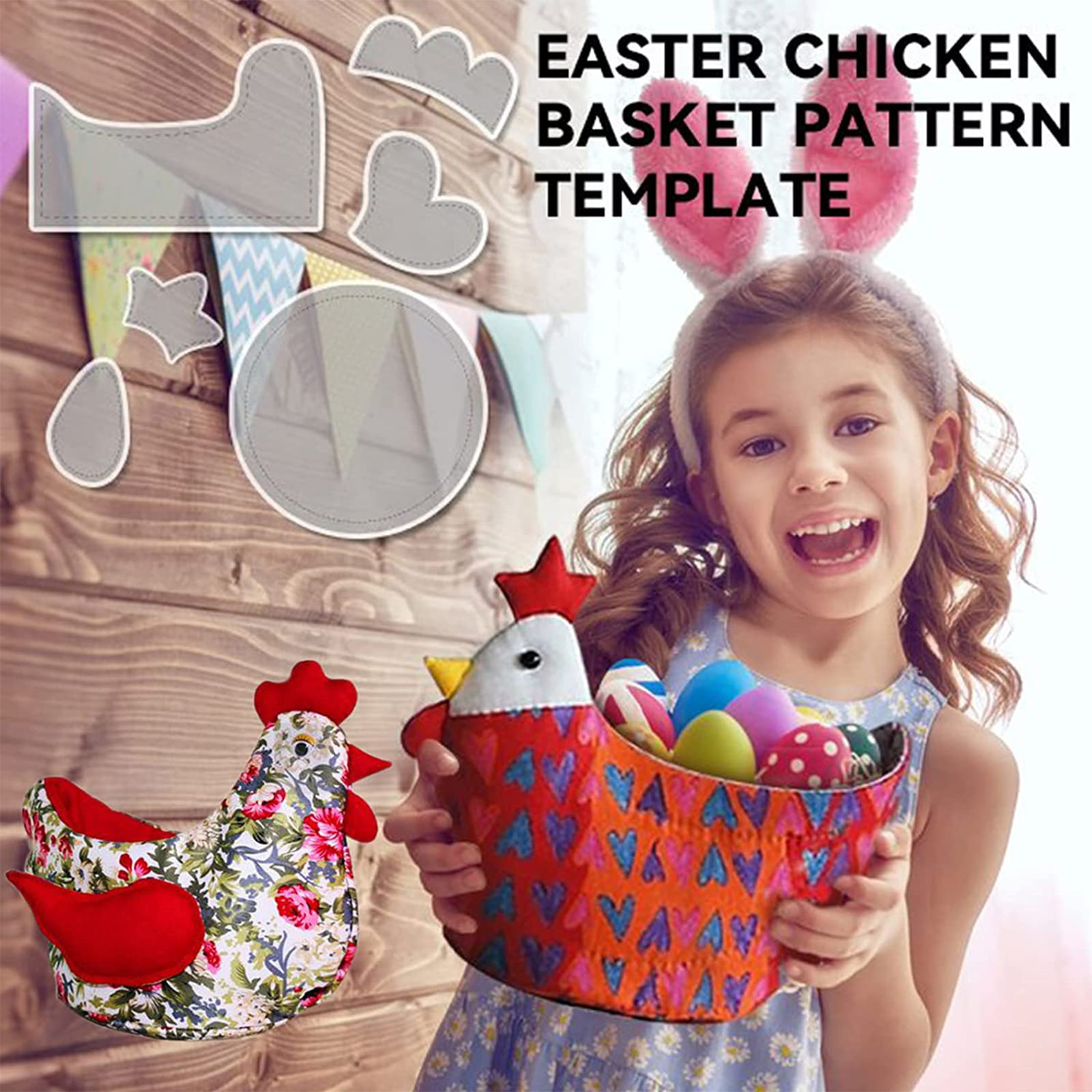 Size : 8inch Candy & Snacks DIY Creative Quilting Rulers Set for Eggs Cookies 6pcs Acrylic Easter Chicken Basket Template with Illustrate PENGYMY Cute Chick Basket Bag Pattern Template 