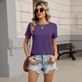 thumbnail image 5 of Womens Tops Summer Short Sleeve Crewneck T Shirts Spring Vacation Outfits Fashion Clothing Basic Tee Purple L, 5 of 5