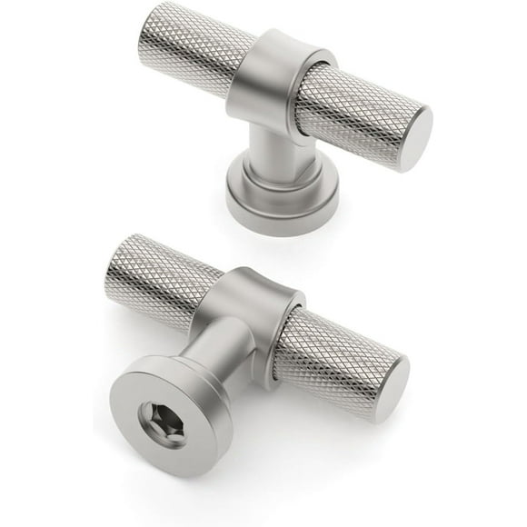 PinesC 10 Pack KnurBrushed Satin Nickel Kitchen Cabinet Knobs Dresser Knobs Drawer Knobs Cabinet Hardware Zinc Knobs for Dresser Drawers Brushed Satin Nickel Single Hole Knob
