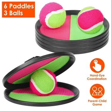 Toss and Catch Ball, Moclever Paddle Ball Catch Game for Kids Adults(6 Paddles and 3 Balls)