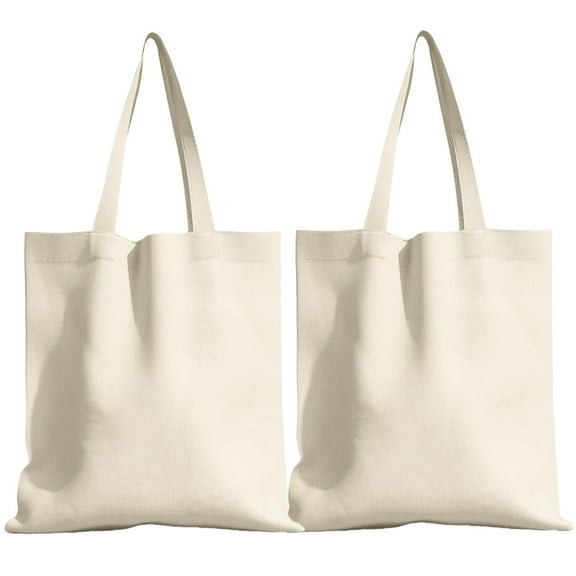 Topboutique Canvas Tote Bag 2 PC,Heavy Duty Canvas Craft Bags,Reusable Grocery Shopping Bag,Beige Canvas Goody Bags for Party Ironing Embroidering Activity,13.8*15.7 in