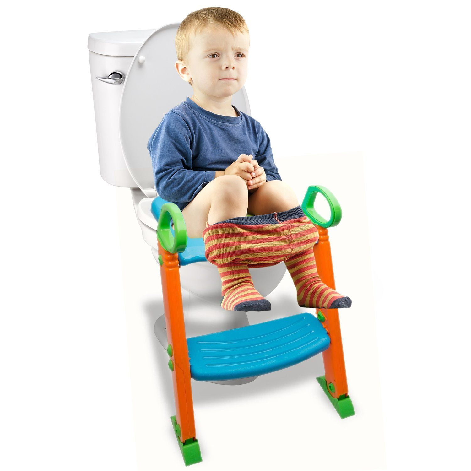 Kids Potty Trainer Chair Toilet Seat with Sturdy Non Slip Step Stool Ladder w/ Handles - 3-In-1 Trainer for Kids & Toddlers Boys & Girls