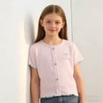 thumbnail image 5 of Auroural Girls' Summer Dress Round Neck Short Sleeved T-Shirt Baby Bow Embroidery Color Blocked Top Toddler Girls Clothes 2T - 3T, 5 of 9
