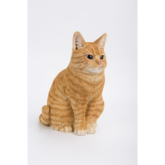 Hi-Line Gifts 11.5" Tabby Cat Sitting Outdoor Garden Statue