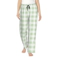 thumbnail image 1 of Balery Green Checkboard Pantalones de pijama para mujer, pijamas ultraligeros, pantalones de estar por casa-Large, 1 of 6