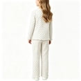 thumbnail image 4 of QTBIUQ Girls 2PC Polka Dot Fall Set Ruffle Trim Sweatshirt and Elastic Waist Straight Pants Outfit Set, 4 of 8
