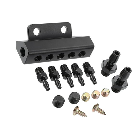 Unique Bargains Universal Vacuum Manifold Kit Turbo Wastegate Boost Block Intake Manifold for Car 1/4 NPT 1/8 NPT Black