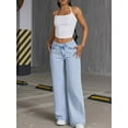 thumbnail image 4 of Womens High-Waisted Wide-Leg Y3k Jeans Fashion Casual Pants with Bow Embroidered Pockets,M, 4 of 7