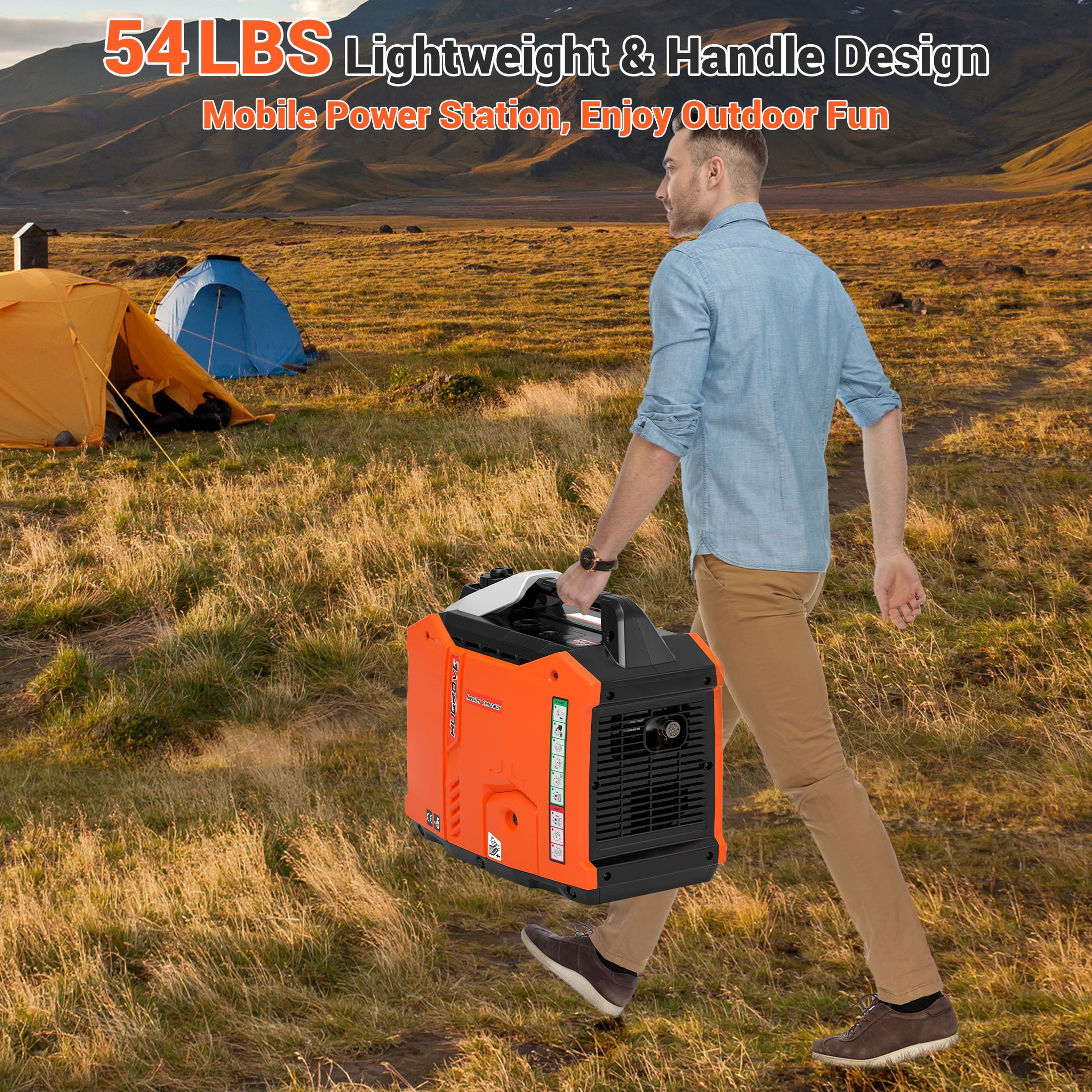 Segmart 2200W Portable Inverter Generator, Gas Powered Super Quiet Generator with 6H Runtime, Eco-Mode, Ultra Lightweight Design for Camping, Home Backup & RV Use, EPA Compliant