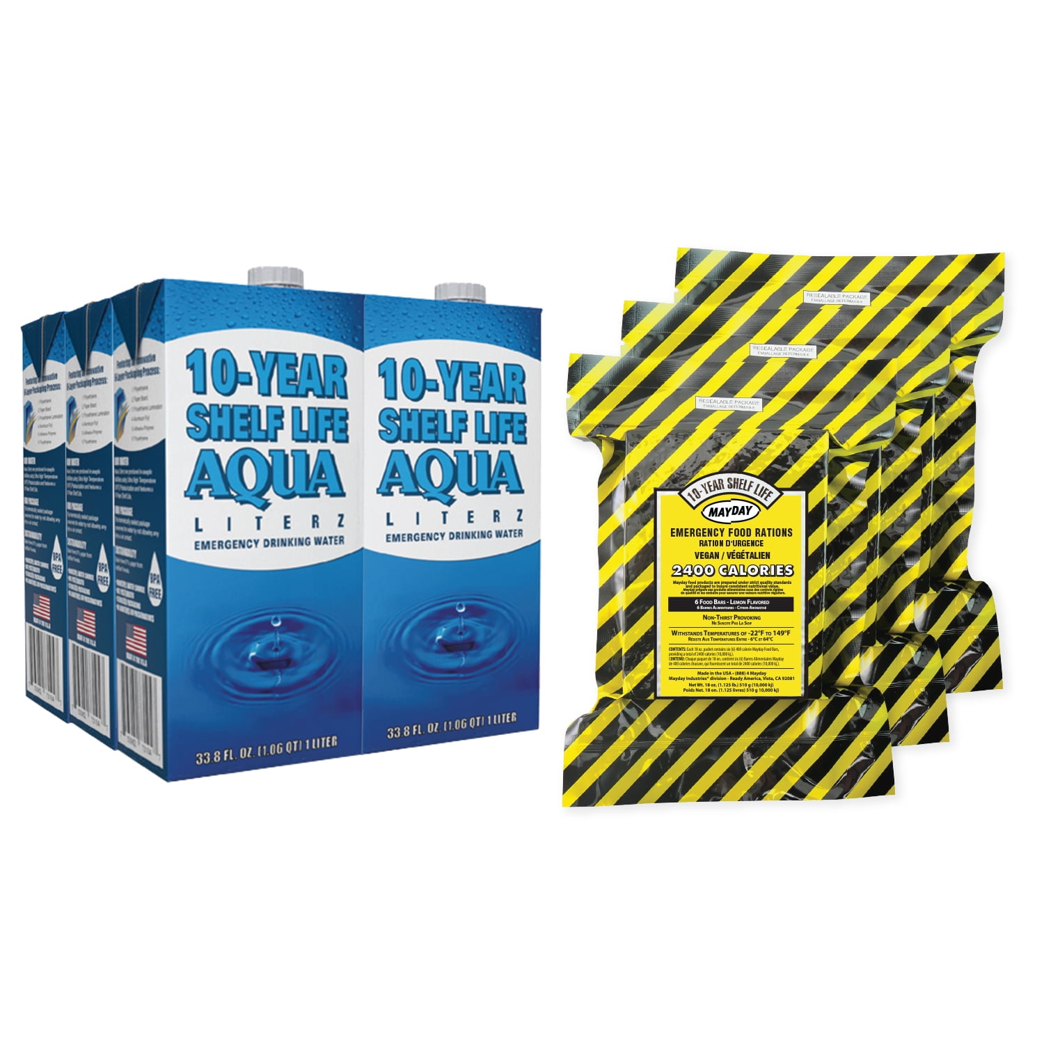 2 Person Emergency Food & Water Kit | 3 Day Survival Supply | 10 Year Shelf Life