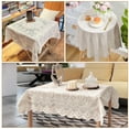 thumbnail image 5 of EEEkit White Lace Tablecloth, 47 x 47" Square Small Table Cloth, Ivory Crochet Design, 5 of 6