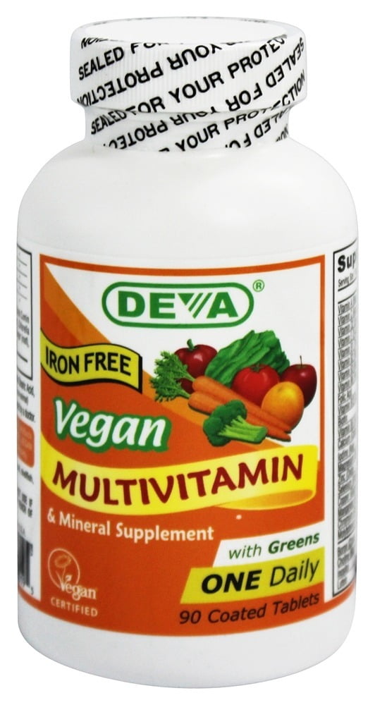 Deva Vegan Multivitamin Mineral Supplement Iron Free 90 Coated Tablets ...