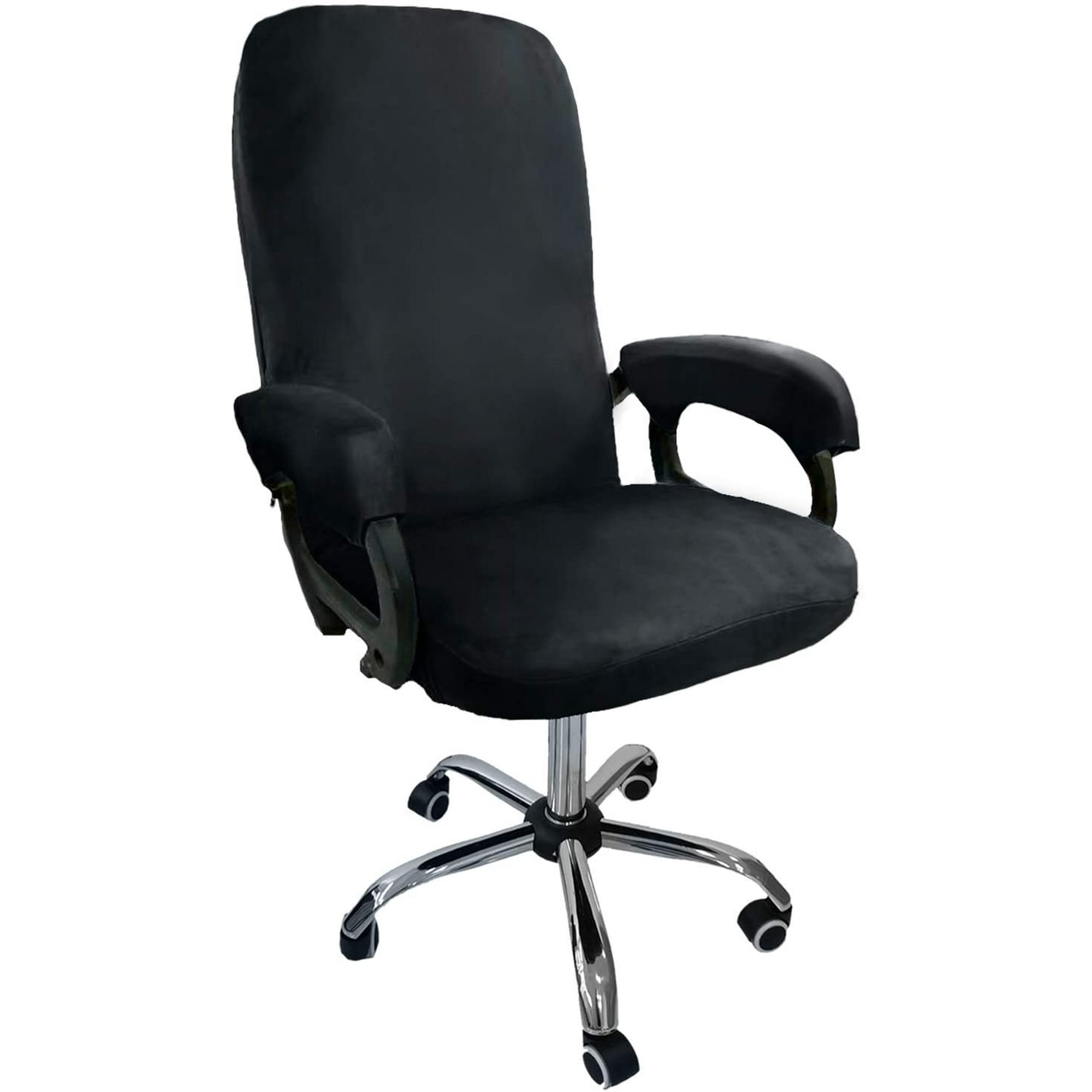 Extra Stretch Soft Velvet Office Chair Cover Computer Chair Boss Swivel Chair Slipcover Durable Protector with Armrest Covers Extra Large Night
