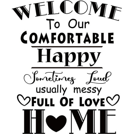 Welcome to Our Full of Love Home Sweet Family Quotes Wall Sticker Cute Vinyl Inspirational Wall Art Decals for DIY