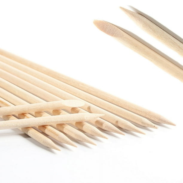 Herramientas para uñas Palitos de naranja Palitos de madera Piel muerta Empujador Palitos de naranja de doble cabeza de 11,4 cm 100 bolsas Palitos de punta para taladro