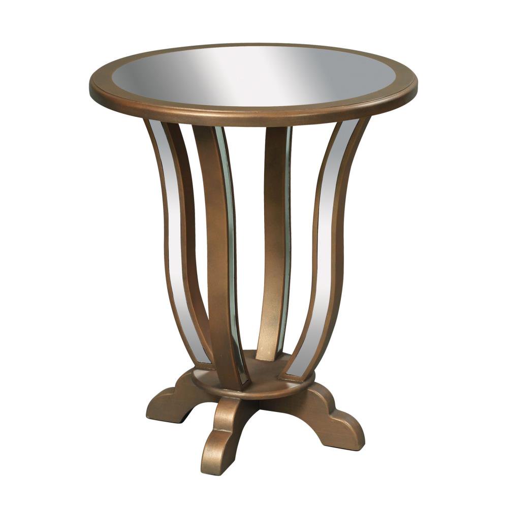 Round End/Side Table in Hand Painted Gold finish with Pedestal Base