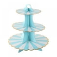 thumbnail image 1 of 3-ply Cardboard Cupcake Stand,13in Multi-layer Dessert Cake Paper Stand,Pink Blue Three-ply Gilded Cake Stand for Birthday Party Supplies Christmas Festival Holiday Home Decoration, 1 of 7