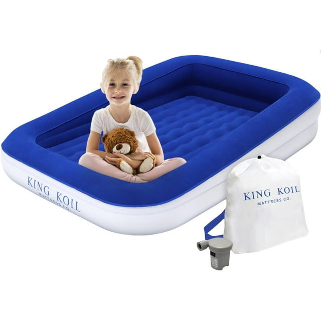Cama inflable para niños King Koil Luxury para niños pequeños, azul, con bomba
