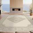thumbnail image 2 of Design&I 8'x10' Washable Area Rug Solid Faded Tonal Minimalist Heathered Subtle Speckled Beige Boho Refined for King Size Bedroom, Under Bed, Sleek Flatweave Pet Friendly, 2 of 7