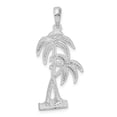 thumbnail image 3 of Finest Gold Sterling Silver Polished Textured Double Palm Tree Pendant, 3 of 3