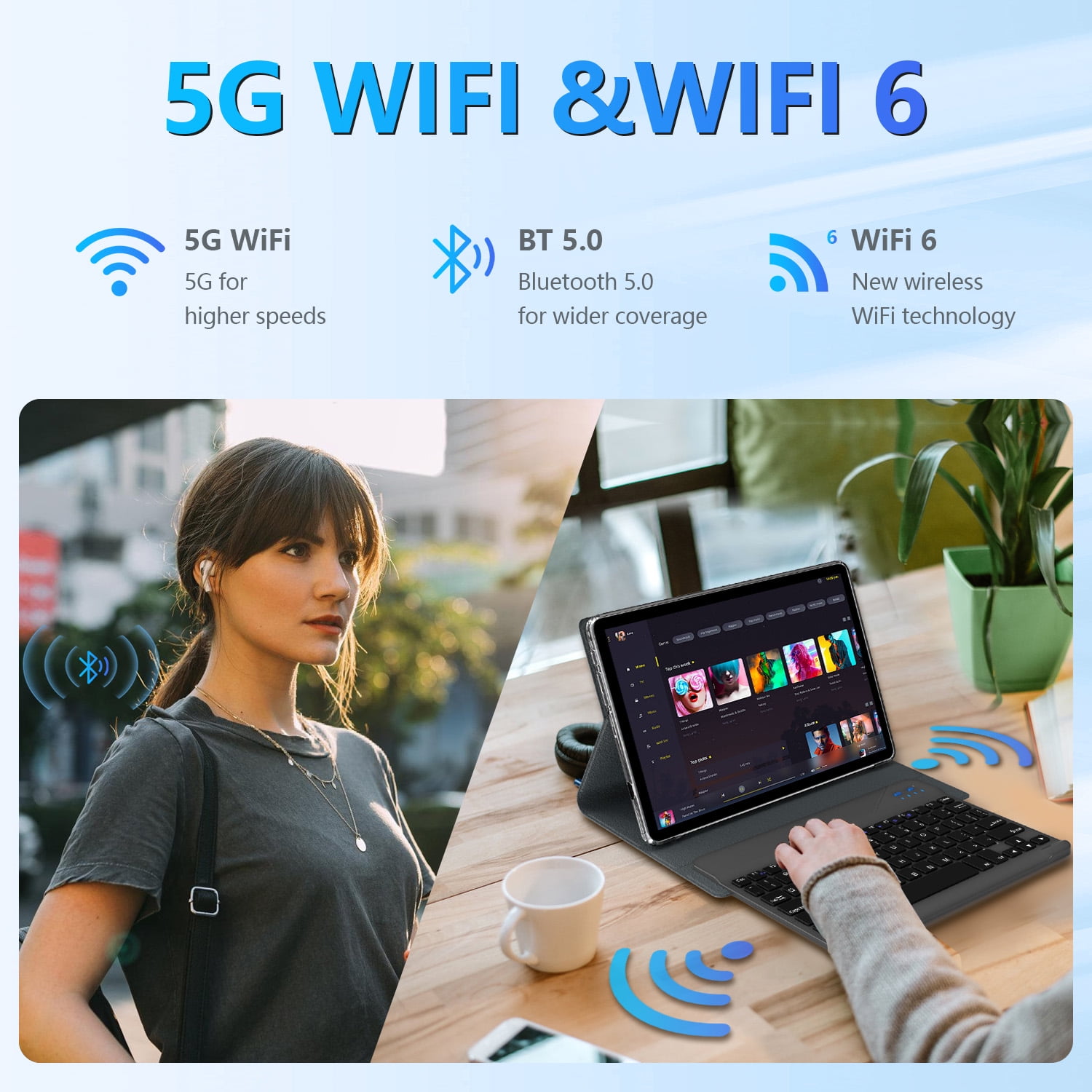 Android 14 Tablet, Widevine L1, 10 inch Tablet with Bluetooth 5.0, WiFi 6, Fast Charging, 8GB RAM+64GB ROM, Split Screen Support
