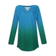 thumbnail image 5 of Holzkary Women's Long Sleeve Henley Tops V Neck Button Up Tops Casual Blouse Loose Fit T Shirts Pullover Tunics Long Sleeve Tops for Women Neck Casual Petite T Shirts Light Green 3Xl, 5 of 5