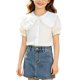 thumbnail image 2 of Odeerbi Camisa de Vestido de Algodón de Las Niñas Flor Bordado de Manga Corta Uniforme de La Escuela Con Bolsillo, 2 of 9