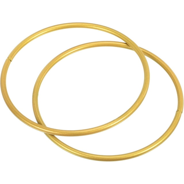PATIKIL 4 Inch Round Metal Floral Hoop, 2 Pcs Gold Wreath Macrame Frame for Wedding Geometric Decor Party Wall Hanging, Gold Tone