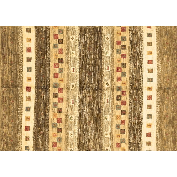 Ahgly Company Indoor Rectangle Abstract Brown Contemporary Area Rugs, 2' x 4'