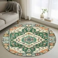 thumbnail image 2 of Green Orange Beige Boho Round Area Rug 4ft, Retro Ethnic Tribal Abstract Art Washable Non-Slip Circle Rugs for Bedroom Living Room Kitchen, Soft Non Shedding Circle Carpet for Dining Room Dorm, 2 of 9