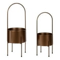 thumbnail image 3 of Kate and Laurel Peeto Modern Planter Set, Set of 2, Bronze, Decorative Freestanding Planters for Indoor Plants, 3 of 8
