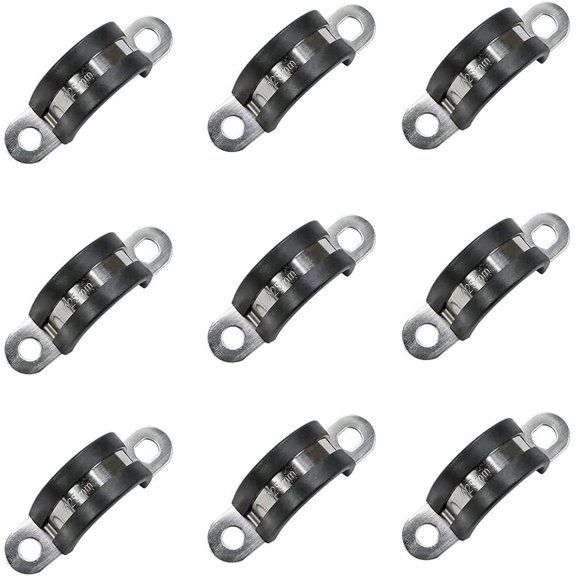 20 Pcs 25mm Rubber Pipe Strap 304 Stainless Steel Rubber Cushioned Cable Accessories 2 Hole U-Tube Strap for Tube, Pipe