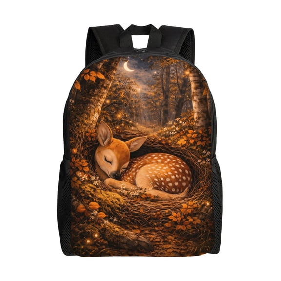 Sleeping Deer Backpack Full Front Print Travel Laptop Bag for Men and Women
