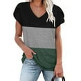 thumbnail image 2 of Pompotops Women's Summer New Style Multi-color Stitching Short-sleeved Top, 2 of 3