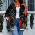 thumbnail image 7 of Women's Casual and Fashionable Christmas Printed Lightweight Mid-Length Jacket Cardigan, for Spring and Fall Wear,Black,XL, 7 of 7