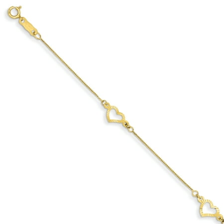 14k Yellow Gold Heart Bracelet 7.25 Inch /love (Best Gold Bracelets For Guys)