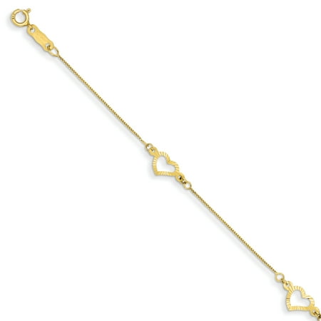 - 14k Yellow Gold Heart Bracelet 7.25 Inch /love