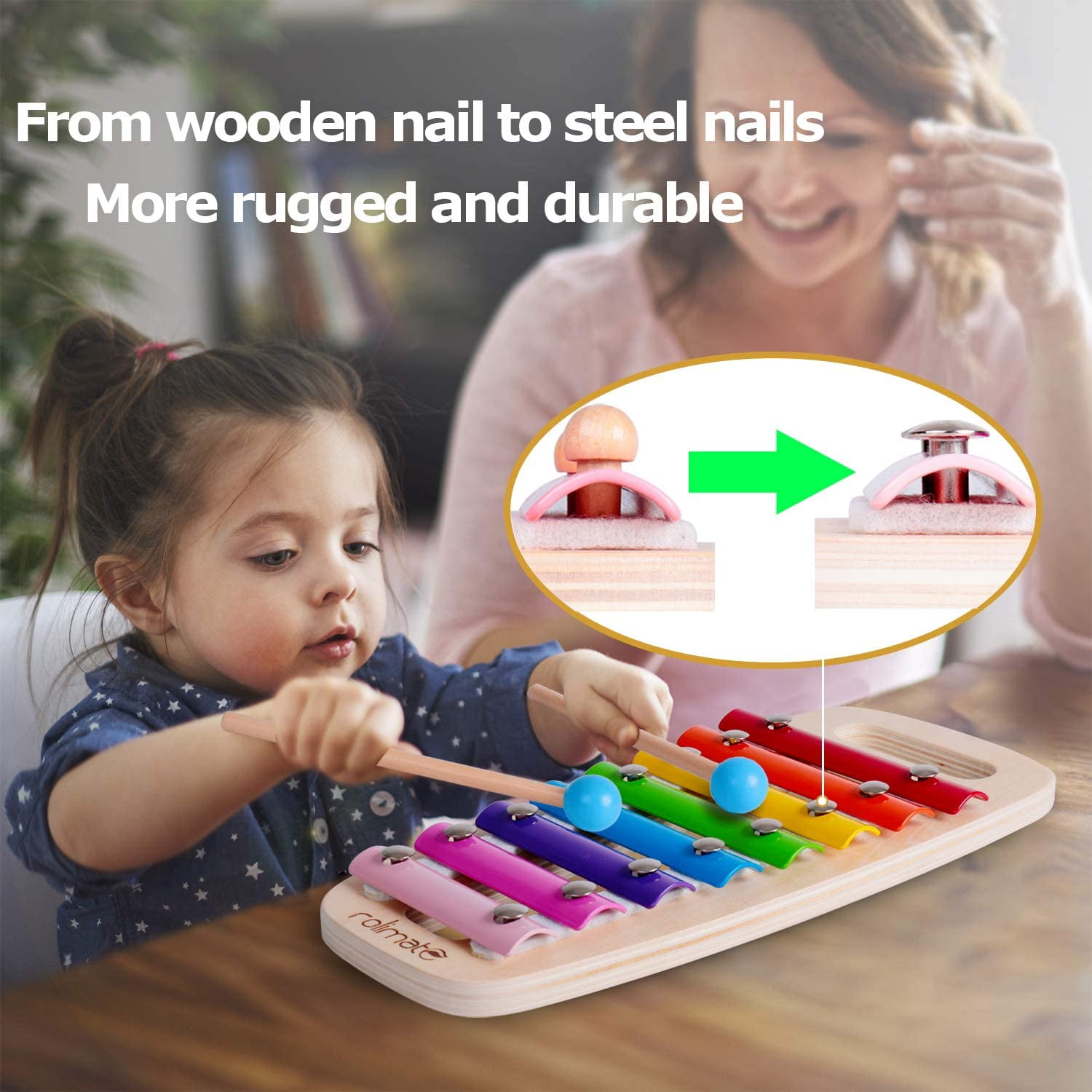Years Old Boy Girl Baby Toddler Learning Block Toy Christmas Birthday Gift for 1 2 3 AMLINK Hammering Pounding Toys Wooden Educational Toy Xylophone Shape Sorter 