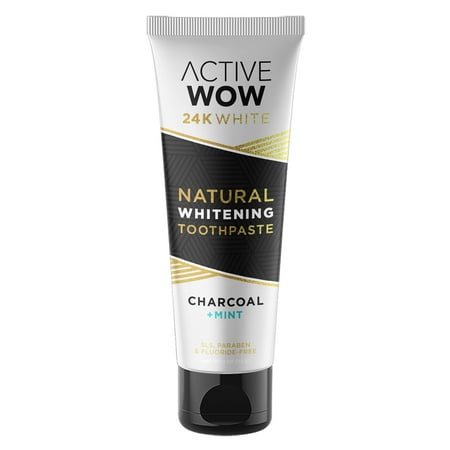 Active Wow 24K White Charcoal Whitening Toothpaste with Mint, 4 oz