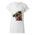 thumbnail image 3 of Dean Russo The Only Person Dog Lover Women's Standard V-Neck Tee, White, XX-Large, 3 of 6