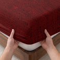 thumbnail image 3 of Cal.King Size Fitted Sheet Set - Deep Red Texture 3 Piece Bedding Sets 16" Deep Pocket Fitted Sheet with 2 Pillowcases, Country Farmhouse Burlap Stripes Brushed Microfiber Hotel Luxury Bed Sheets, 3 of 9