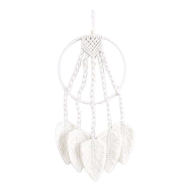 Tapiz de pared de macramé de algodón, decoración bohemia, arte de pared bohemio para el hogar Blanco
