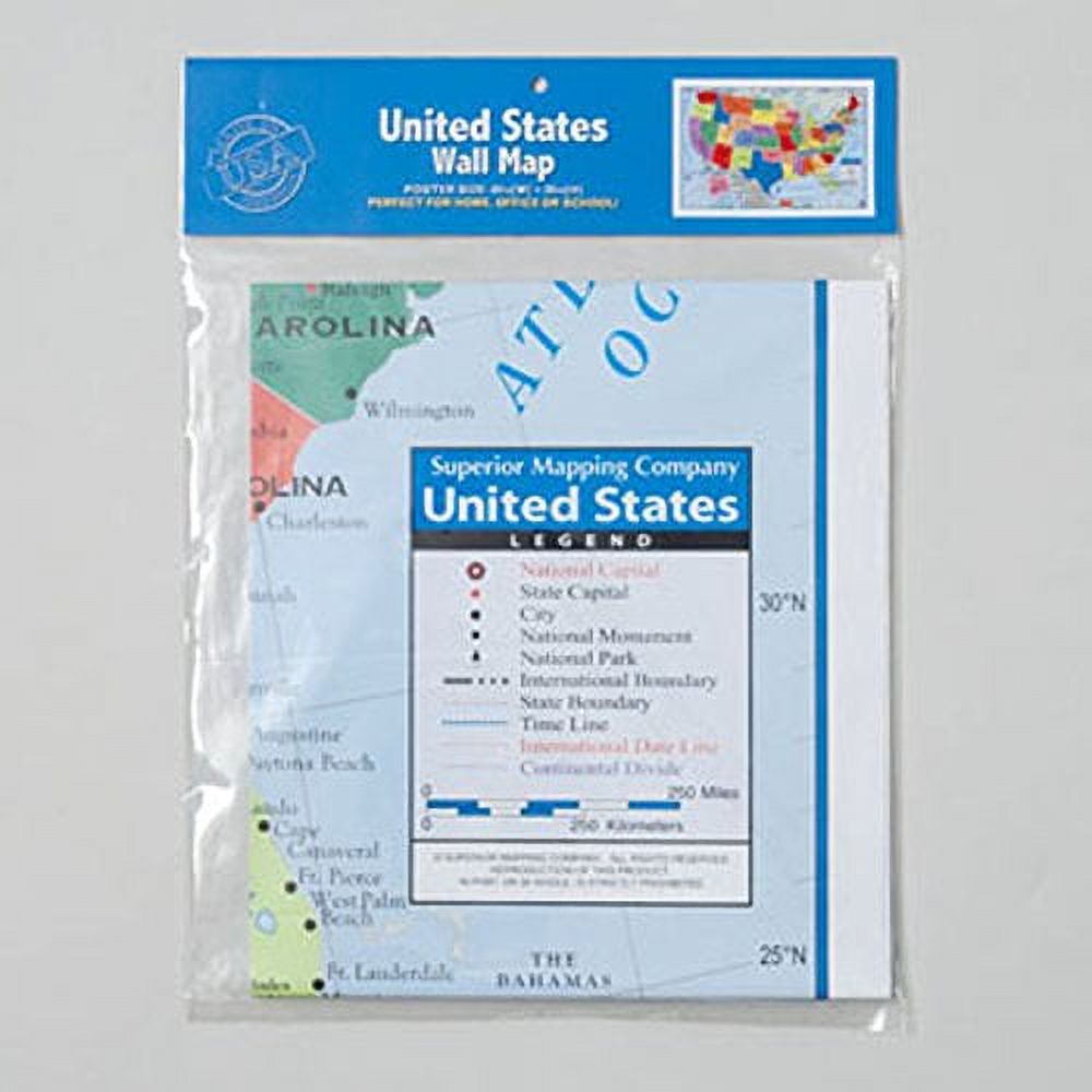 Superior Mapping Company United States Poster Size Wall Map 40" x 28" With Cities (1 Map) - image 3 of 5