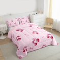 thumbnail image 3 of Feelyou Bowknot Cherry Child Bedding Comforter Set, Girly Pink Ribbon Bow Twin Comforter Sets, Kawaii Cute Cartoon Reversible Bedding Set, Ultra Soft Home Decor, 2pcs, 3 of 8